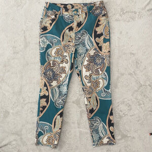 Chicos Jeans Womens Sz 1.5R US 10R Ankle So Slimming Girlfriend Blue Paisley
